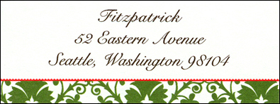 Green Damask Return Address Labels